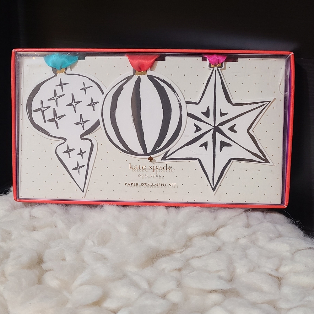 Kate Spade Black and White Ornament Trio